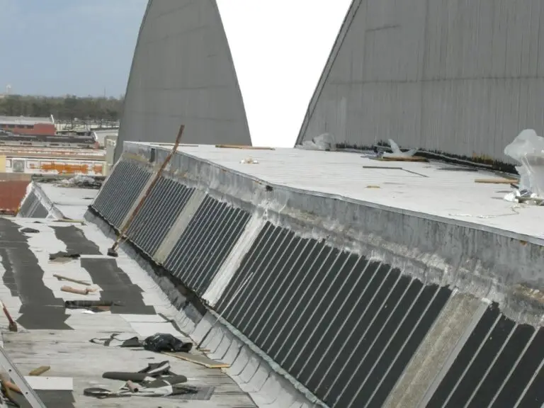 Commercial skylight replacement in Mobile, AL – old skylight rows before replacement