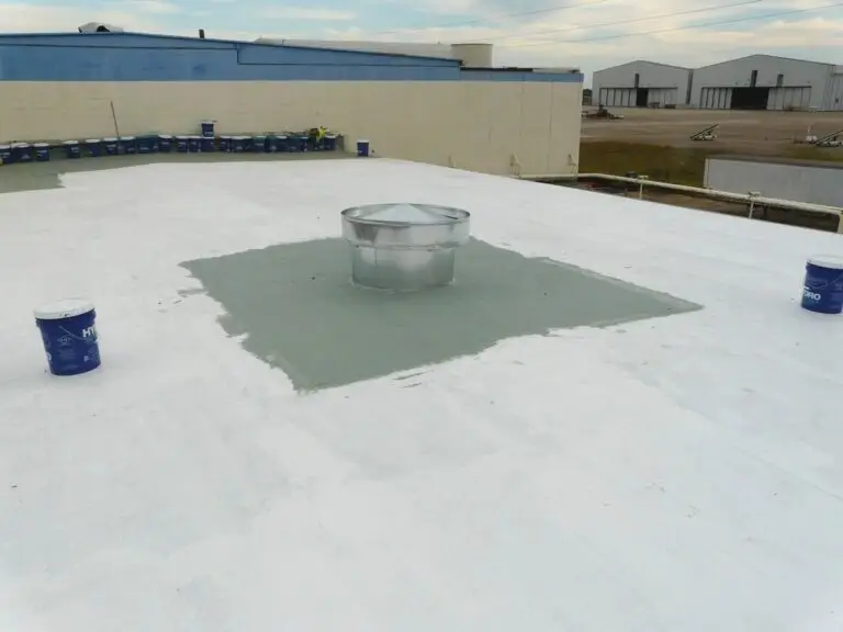 Commercial roof coating in Mobile, AL – vent detail with base coat