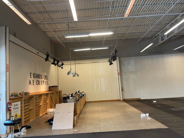 Commercial demolition in Mobile, AL: before – fixtures and counters to be removed